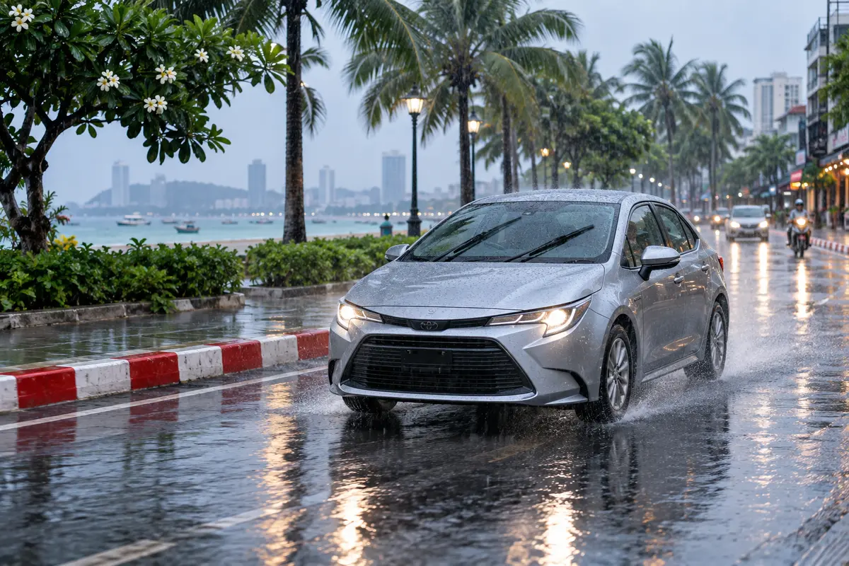 Parking, turns and rain
